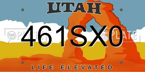 461SX0 Utah License Plate