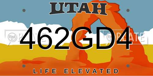 462GD4 Utah License Plate