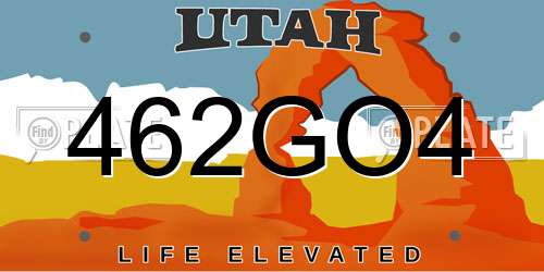 462GO4 Utah License Plate
