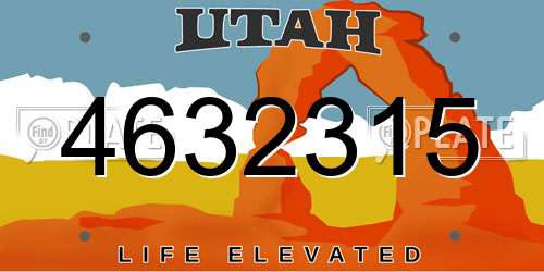 4632315 Utah License Plate