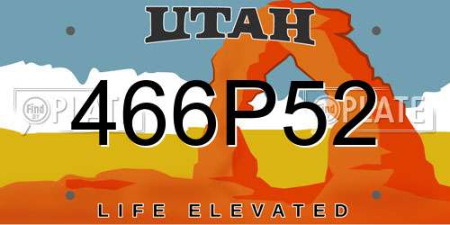466P52 Utah License Plate