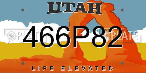 466P82 Utah License Plate