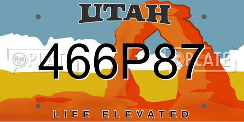 466P87 Utah License Plate