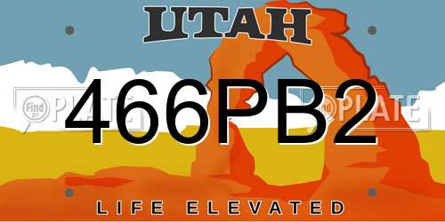 466PB2 Utah License Plate