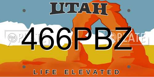 466PBZ Utah License Plate