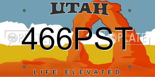 466PST Utah License Plate