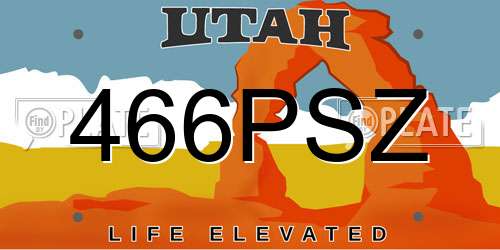 466PSZ Utah License Plate