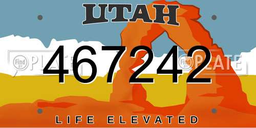 467242 Utah License Plate