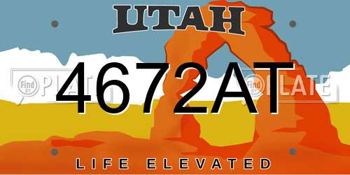 4672AT Utah License Plate