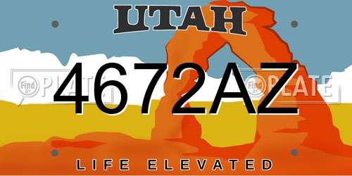 4672AZ Utah License Plate