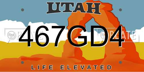 467GD4 Utah License Plate