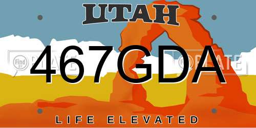 467GDA Utah License Plate