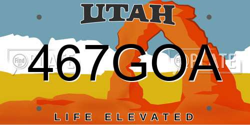 467GOA Utah License Plate