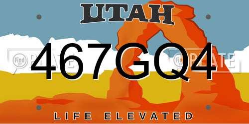 467GQ4 Utah License Plate