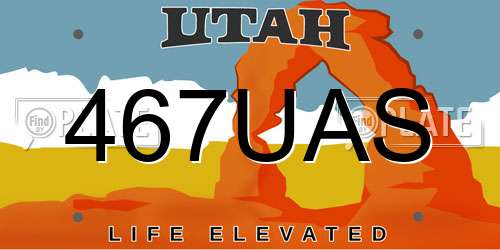 467UAS Utah License Plate