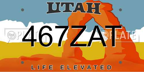 467ZAT Utah License Plate