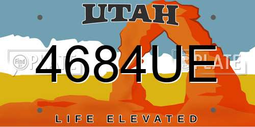 4684UE Utah License Plate