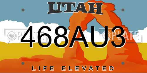 468AU3 Utah License Plate