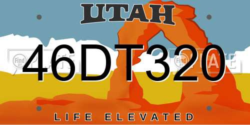 46DT320 Utah License Plate