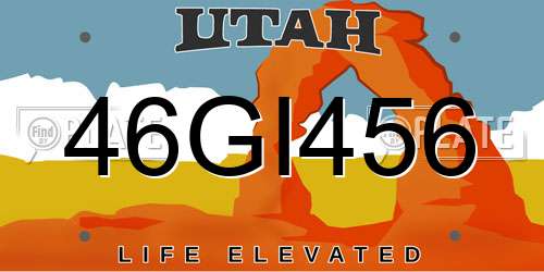 46GI456 Utah License Plate