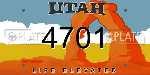 4701 Utah License Plate