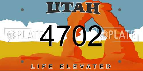 4702 Utah License Plate