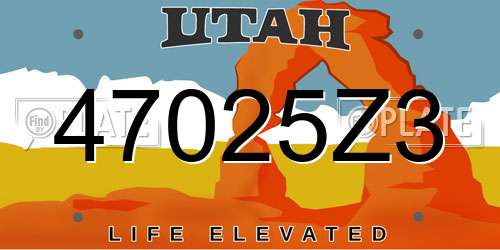 47025Z3 Utah License Plate