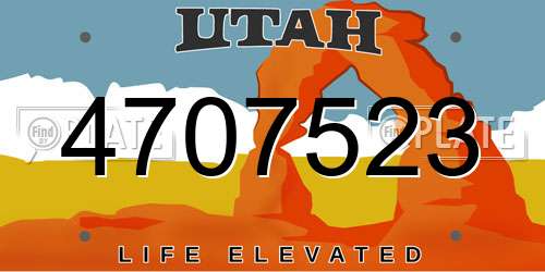 4707523 Utah License Plate
