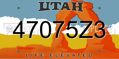 47075Z3 Utah License Plate