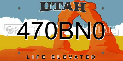 470BN0 Utah License Plate