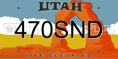 470SND Utah License Plate