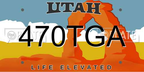 470TGA Utah License Plate