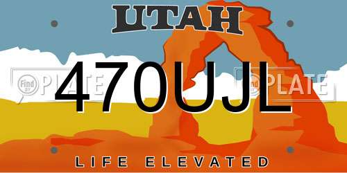 470UJL Utah License Plate