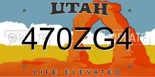 470ZG4 Utah License Plate