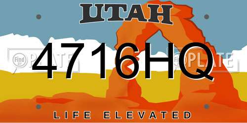4716HQ Utah License Plate