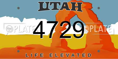4729 Utah License Plate