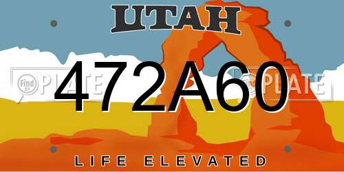 472A60 Utah License Plate