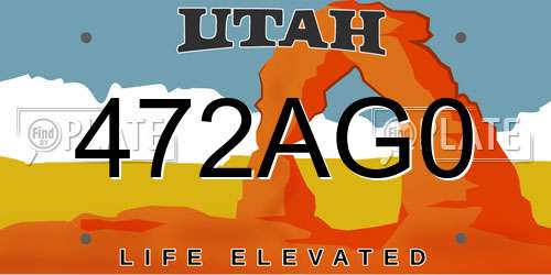 472AG0 Utah License Plate