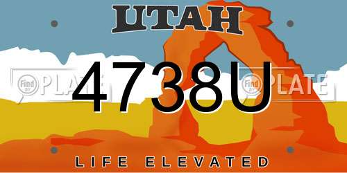 4738U Utah License Plate