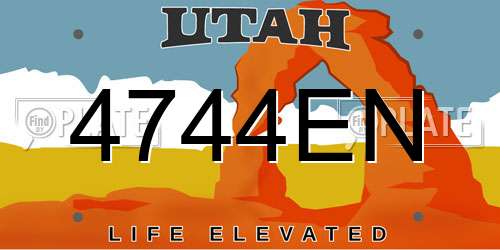 4744EN Utah License Plate