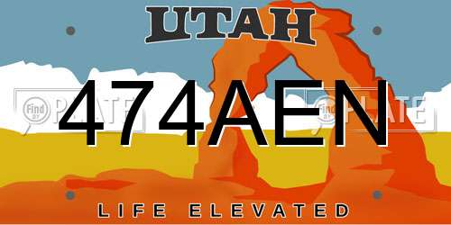 474AEN Utah License Plate