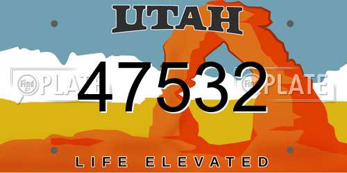 47532 Utah License Plate