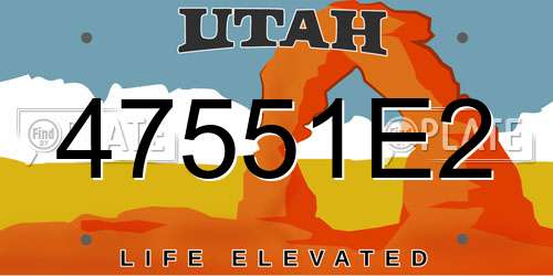 47551E2 Utah License Plate