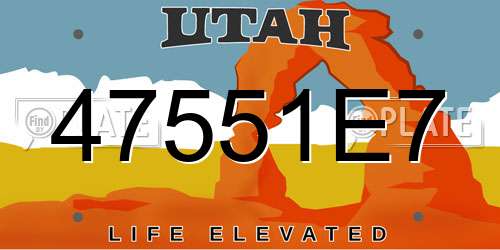 47551E7 Utah License Plate