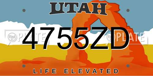 4755ZD Utah License Plate