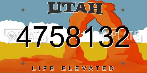 4758132 Utah License Plate