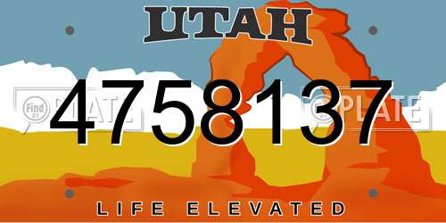 4758137 Utah License Plate