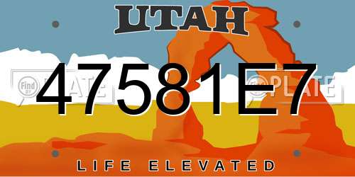 47581E7 Utah License Plate