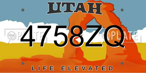 4758ZQ Utah License Plate