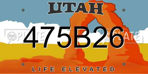 475B26 Utah License Plate